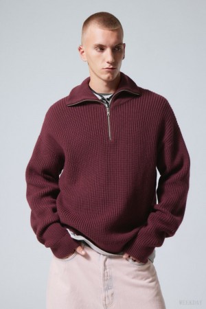 Weekday Harry Wool Blend Sweater Burgundy | PFQB8704