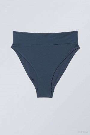 Weekday Heat High Waist Bikini Bottoms Navy | VZXR0580