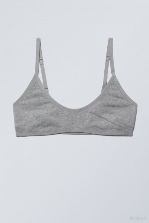 Weekday Inez Scooped Cotton Bralette Bralette Grey | PSDZ4207