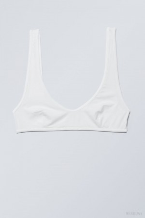 Weekday Jade Soft Cotton Bra Bra White | HZBC3637