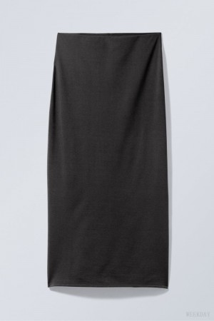 Weekday Johanna Long Pencil Skirt Black | PITY0989