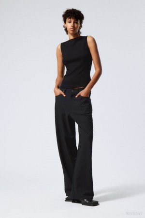 Weekday Juun Baggy Trousers Black | HNRF3175