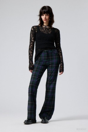 Weekday Kate Flared Suiting Trousers Black / Purple | CZWB8468