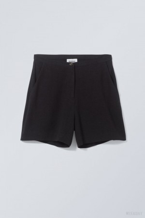 Weekday Kit Linen Mix Shorts Black | JOFU1791