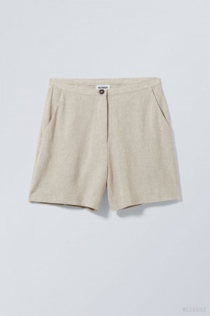 Weekday Kit Linen Mix Shorts Ecru | HBOW4027