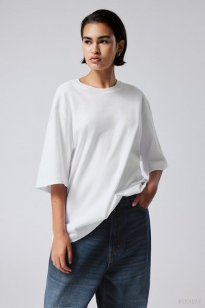 Weekday Loose Oversized Fit T-shirt White | JTGS5567