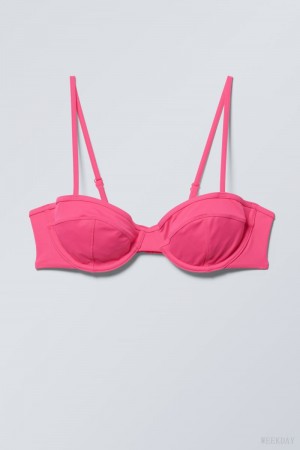 Weekday Low Wire Bikini Top Pink | KFVJ7784