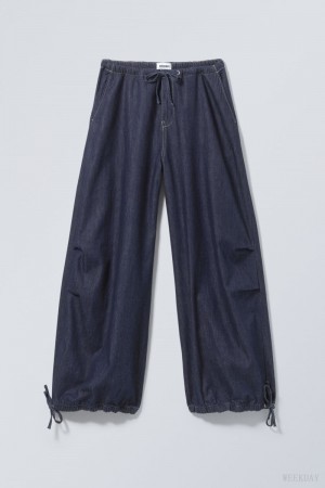 Weekday Luisa Denim Baggy Parachute Trousers Blue | UCNT2510