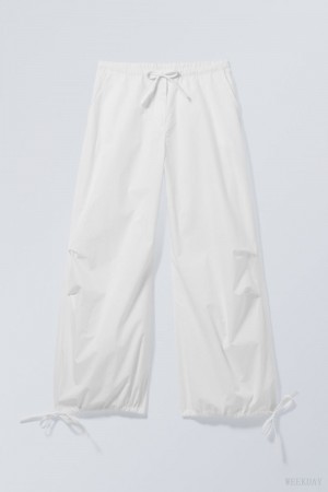 Weekday Luisa Parachute Trousers White | RGOW7646