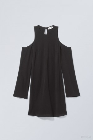 Weekday Lycke Shoulder Dress Black | TYKC5996