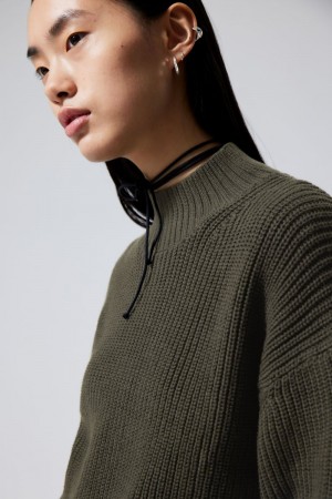 Weekday Lyla Knit Sweater Dark Green | ZDXA7473