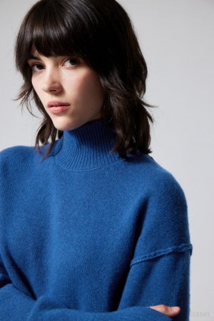 Weekday Maggie Wool Turtleneck Blue | JMXE0461