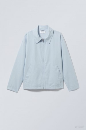 Weekday Martin Linen Jacket Light Blue | MABR3172