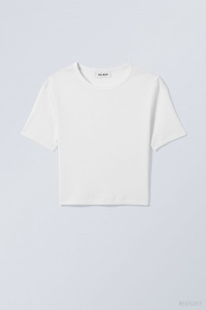 Weekday Mini Rib Crop Top White | WQHM7035