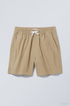 Weekday Olsen Regular Shorts Dark Beige | RLAS6059