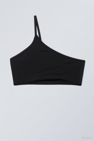 Weekday One-Shoulder Bikini Top Black | WPYR8185