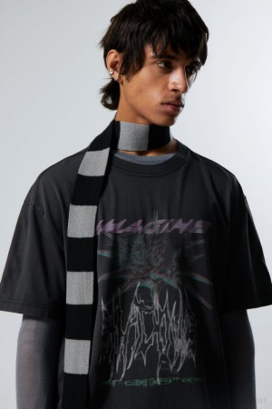 Weekday Oversized Graphic Printed T-shirt Black | OJPX6221