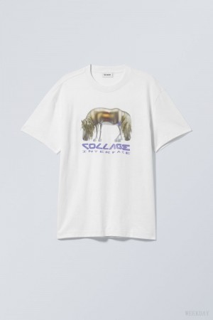 Weekday Oversized Graphic Printed T-shirt AI Collage Horse | DTAT9758