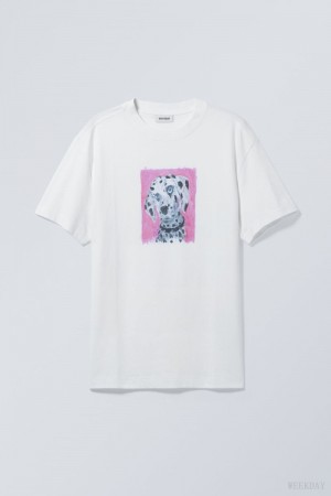 Weekday Oversized Graphic Printed T-shirt Dalmatian | KPXJ0351