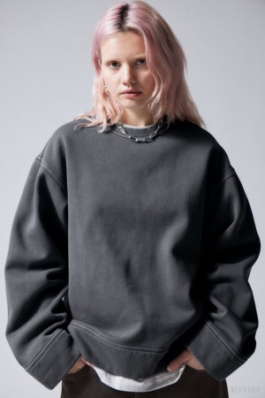 Weekday Oversized Heavyweight Sweatshirt Grey | BRNT3806