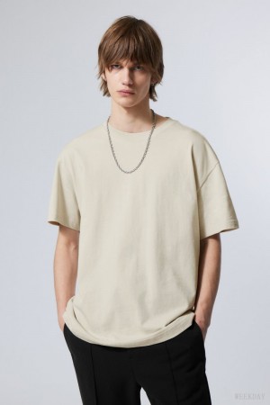 Weekday Oversized Heavyweight T-shirt Beige | IXMO4225