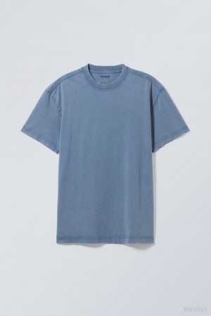 Weekday Oversized Heavyweight T-shirt Blue | PNGW1264