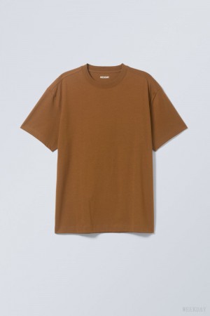 Weekday Oversized Heavyweight T-shirt Brown | HFYJ2386