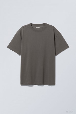 Weekday Oversized Heavyweight T-shirt Dark Grey | QRGG8603