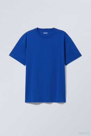 Weekday Oversized Heavyweight T-shirt Deep Blue | CVOD7472