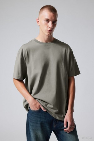 Weekday Oversized Heavyweight T-shirt Grey | QMLO5550