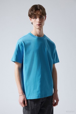 Weekday Oversized Heavyweight T-shirt Light Blue | UNYL7568