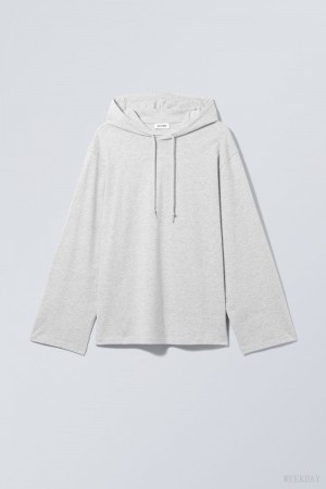 Weekday Oversized Hooded Long Sleeve Light Grey | MEAP2446