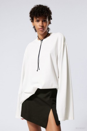 Weekday Oversized Long Sleeve T-shirt White | HVWQ9057