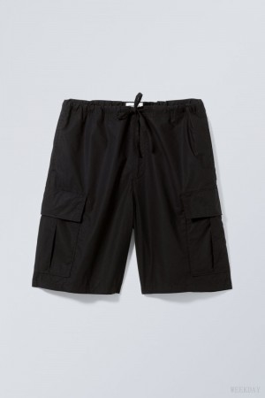 Weekday Parachute Loose Cargo Shorts Black | FXJN0784