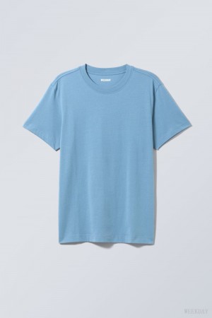 Weekday Relaxed Midweight T-shirt Light Blue | USOQ9459