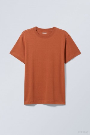 Weekday Relaxed Midweight T-shirt Orange | WATR7514