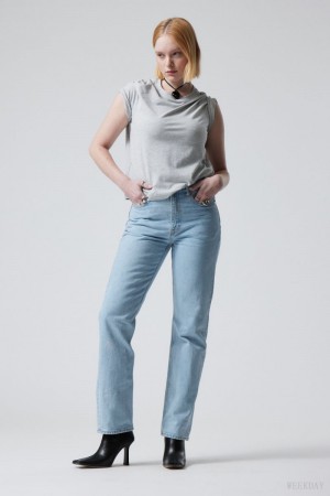 Weekday Rowe Extra High Straight Jeans Blue | IUNW0903