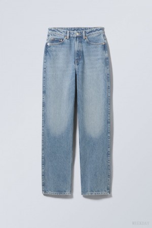 Weekday Rowe Extra High Straight Jeans Blue | XQWR4483