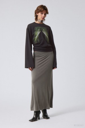 Weekday Signe Drapy Maxi Skirt Dark Mole | NMLW8464