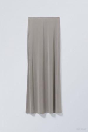 Weekday Signe Drapy Maxi Skirt Grey | CTFM6241