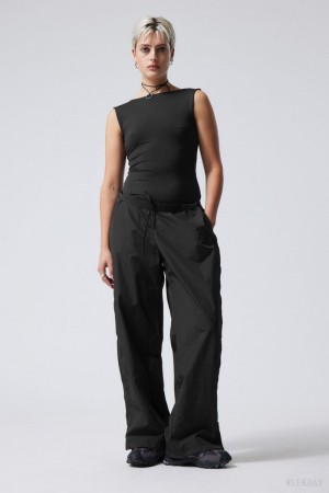 Weekday Simona Side Zip Track Trousers Black | JKDV2678