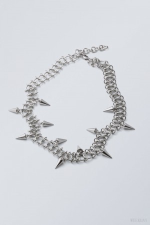 Weekday Spike Necklace Silver | FHXW5946