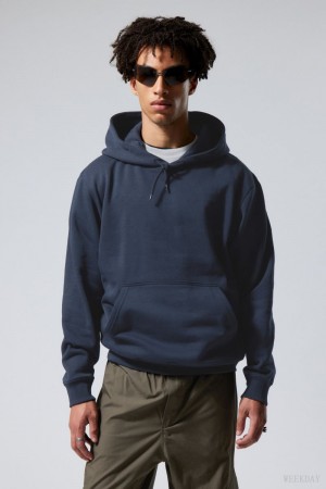 Weekday Standard Midweight Hoodie Dark Blue | PRIJ5531