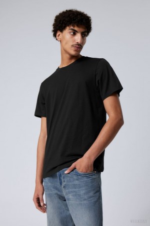 Weekday Standard Midweight T-shirt Black | TSBH1472