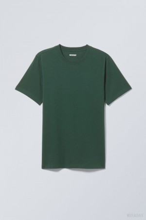 Weekday Standard Midweight T-shirt Dark Green | OXZM8604