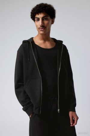 Weekday Standard Midweight Zip Hoodie Black | MPMV7421