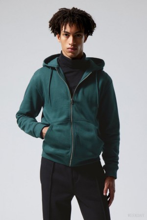 Weekday Standard Midweight Zip Hoodie Green | EPCO2804