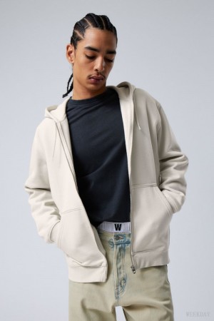 Weekday Standard Midweight Zip Hoodie Light Grey | FRVQ8610