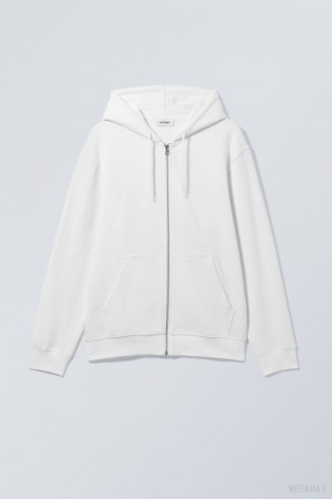 Weekday Standard Midweight Zip Hoodie White | PRSO3174