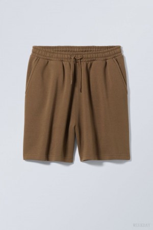 Weekday Standard Sweatshorts Dark Khaki | VIVN7367